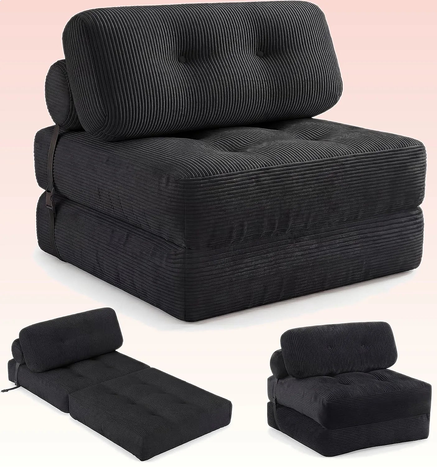 COSTWAY Folding Sofa Bed With Pillow Convertible Couch Sleeper
