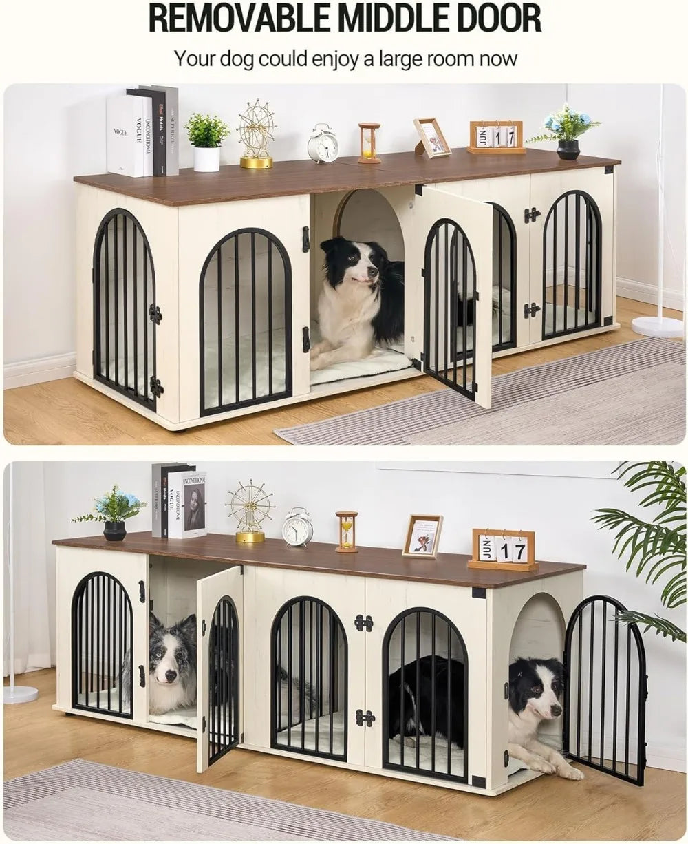 Heavy Duty Indoor Dog Kennel Furniture For Two Dogs Wooden Cage Divider