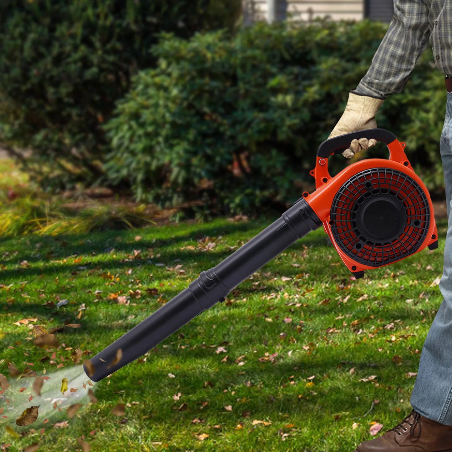 Gas Leaf Blower 2-Stroke 0.75kW Silencer 7000RPM Portable
