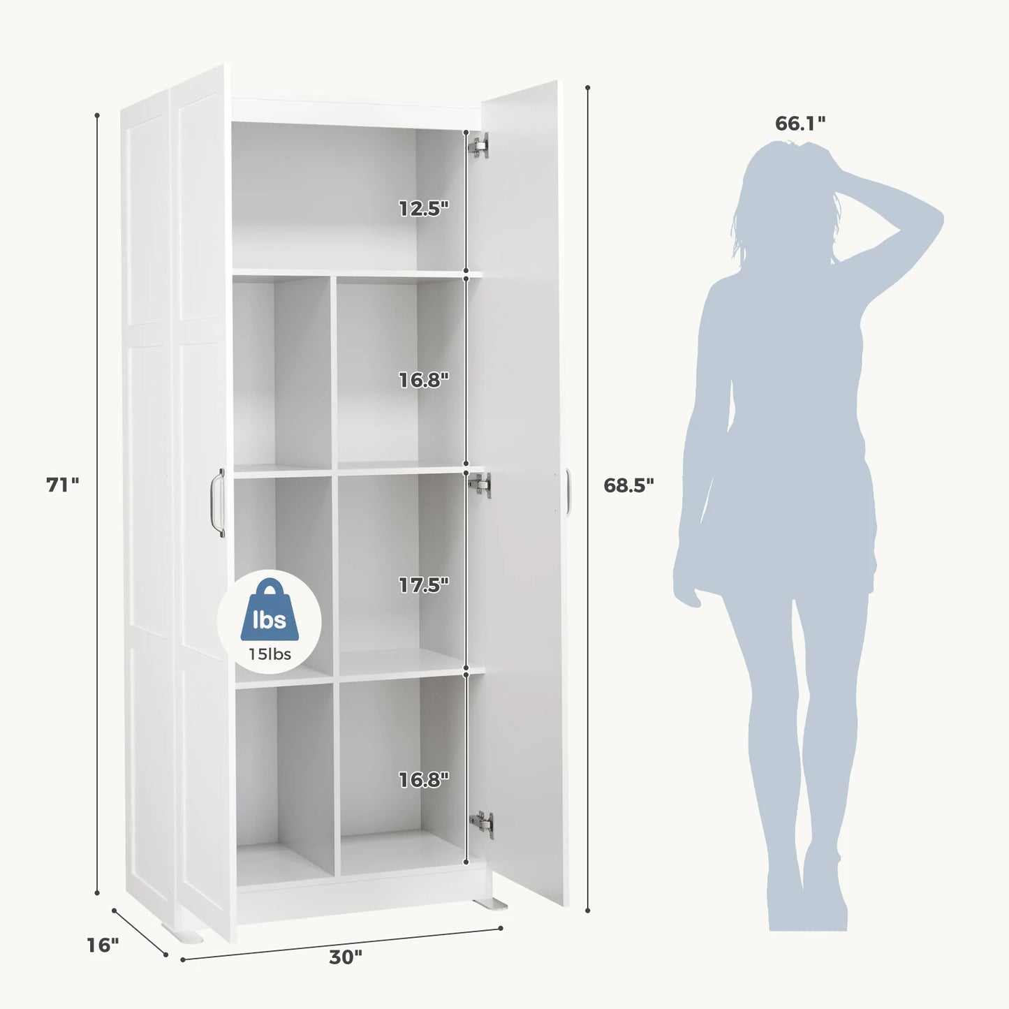JHK Wooden Living Room Storage Cabinet Large Capacity Organizer CDs Books