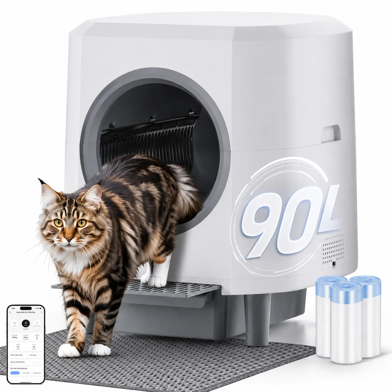 Automatic Self Cleaning Litter Box With App Control Odor Control Safety Sensor