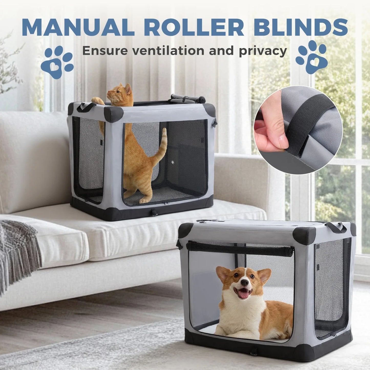 JHK Foldable Dog Crate 600D Oxford Portable Kennel