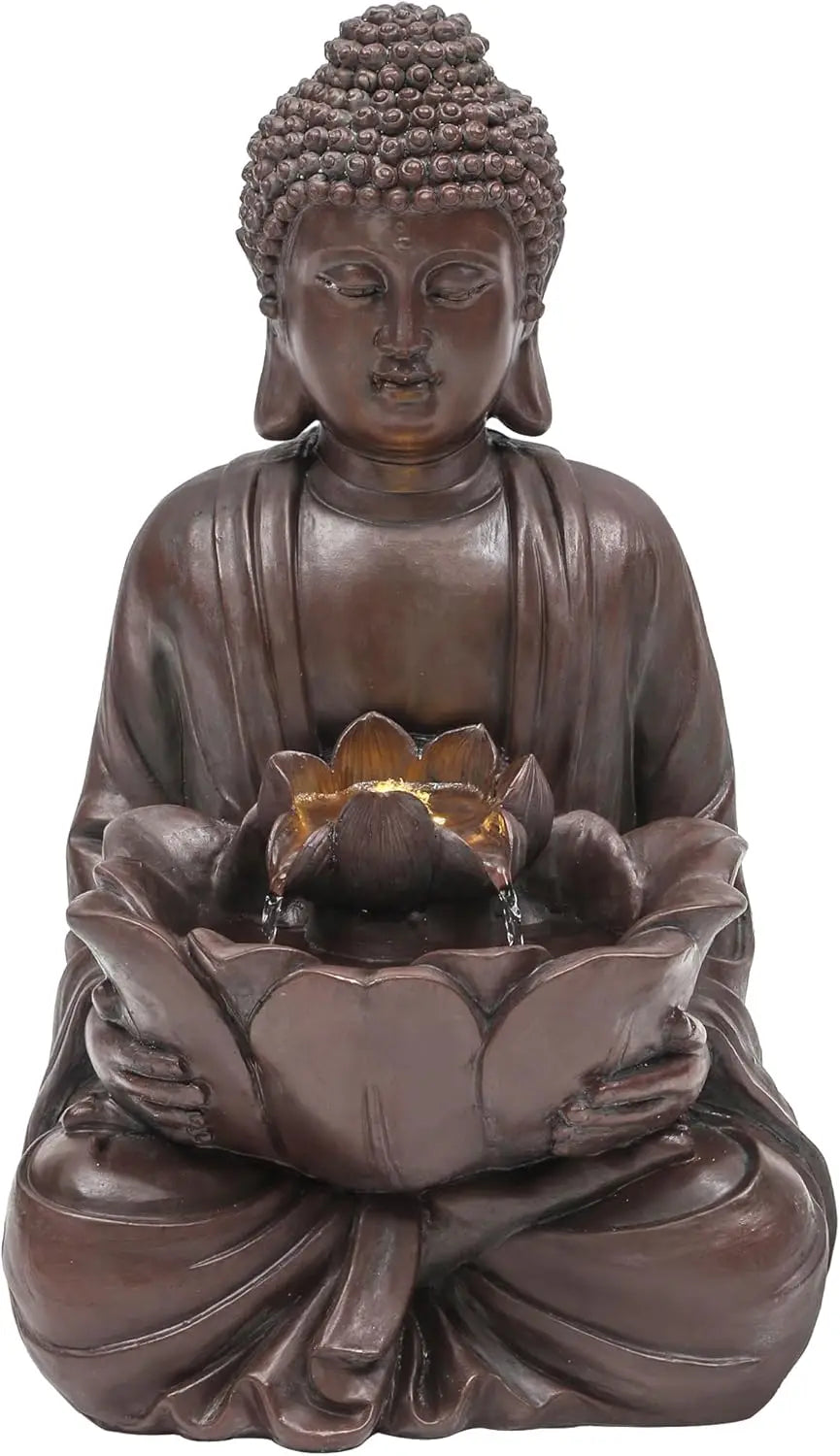 Buddha Outdoor Water Fountain Zen Style Garden With LED Lights