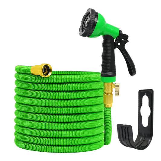 GardenJoy Expandable Garden Hose With Holder And Ten-Pattern Spray Nozzle