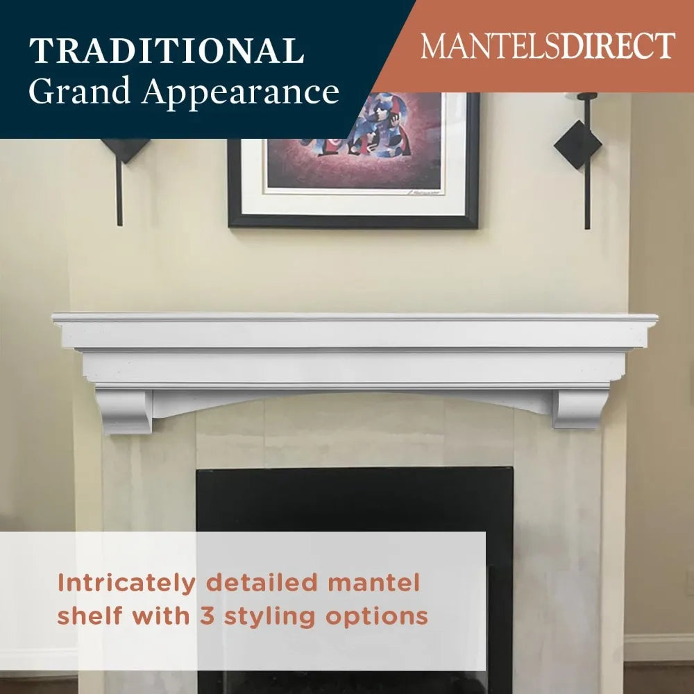 Salem Wood Mantel Shelf Wall Mounted Rustic Fireplace TV Decor