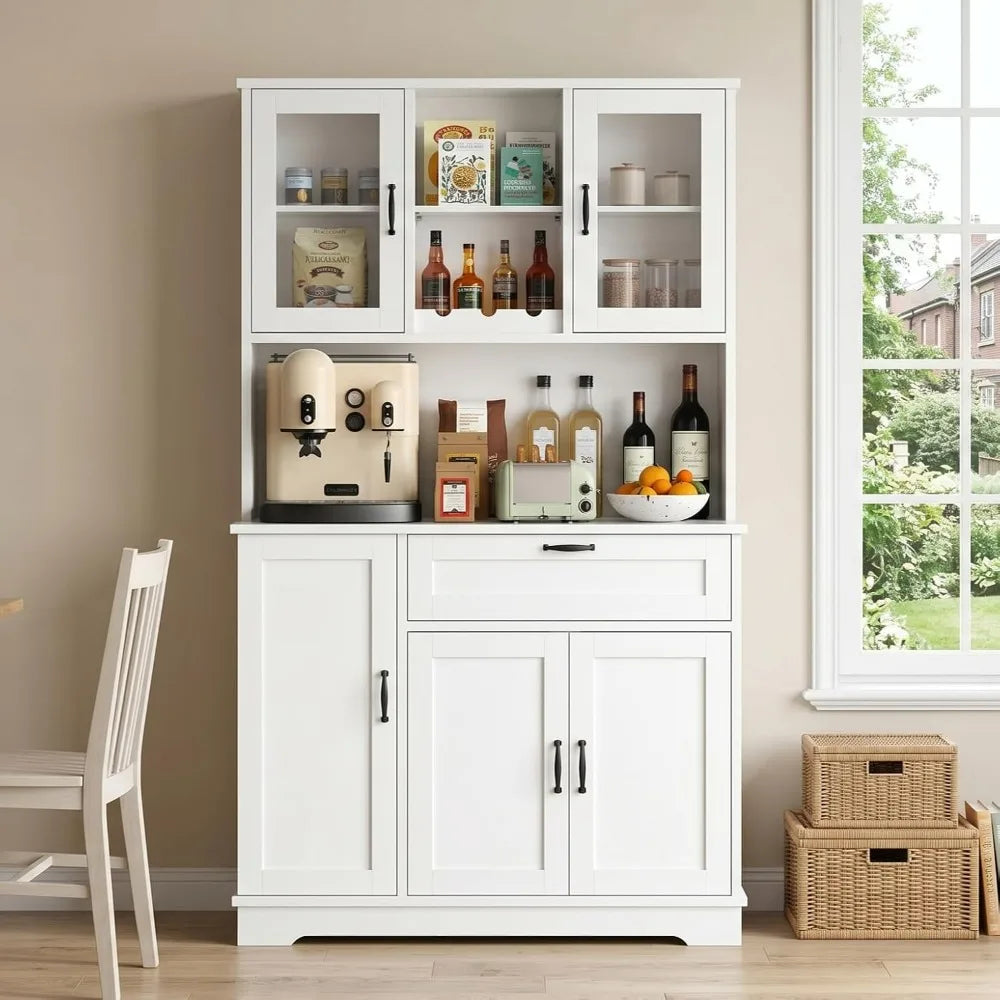 Vongrasig Tall Kitchen Pantry Cabinet Microwave Stand Storage Hutch