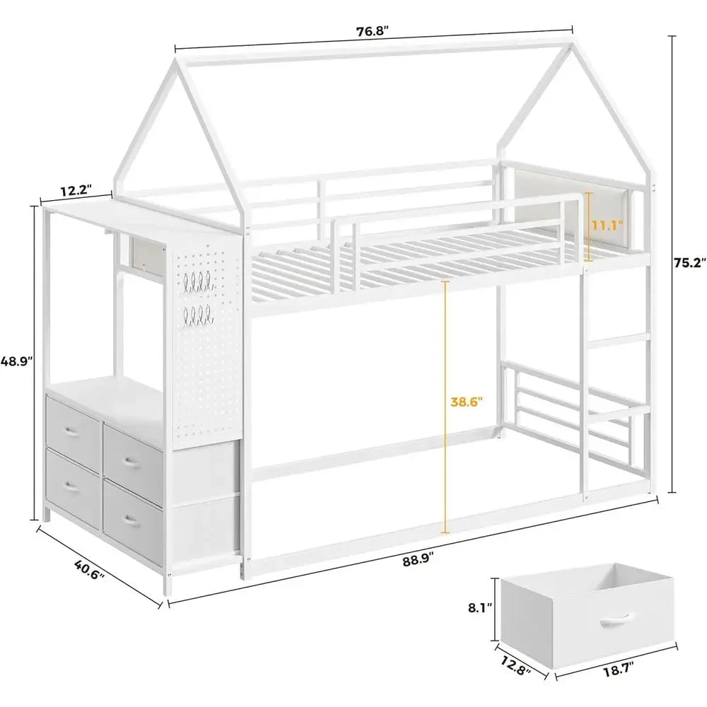 Twin Over Twin Bunk Bed With Storage Drawers Hall Tree
