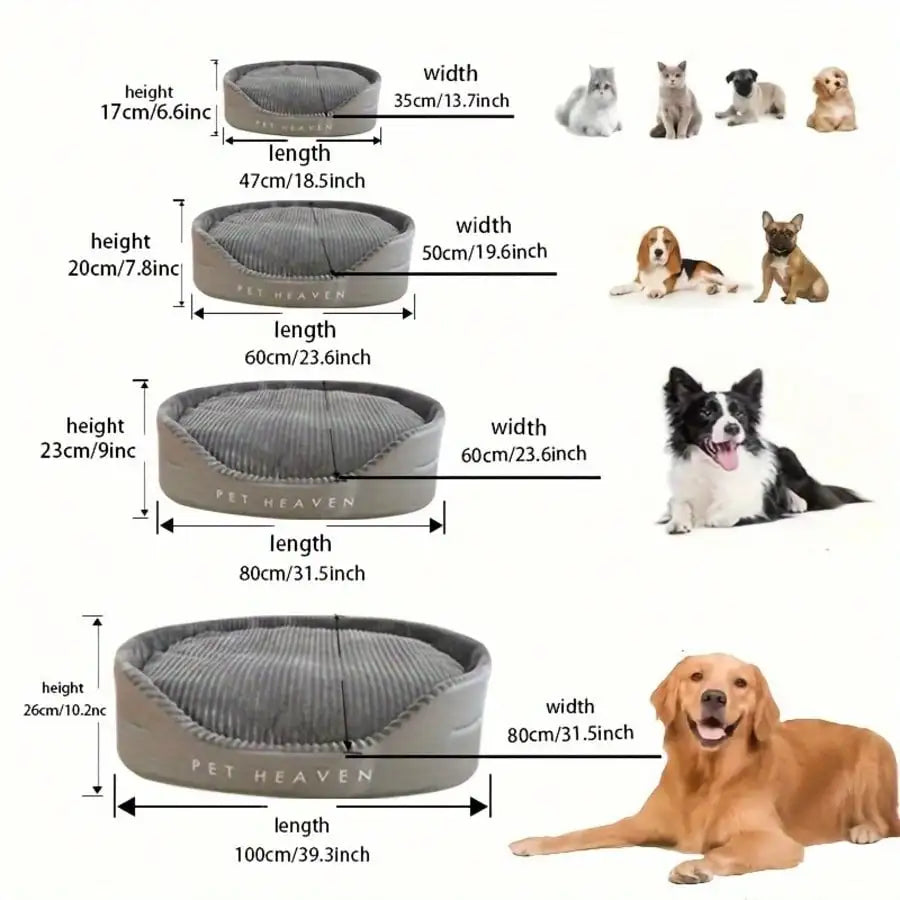 Machine-Washable All-Season Pet Bed With Warm Mat For Pets