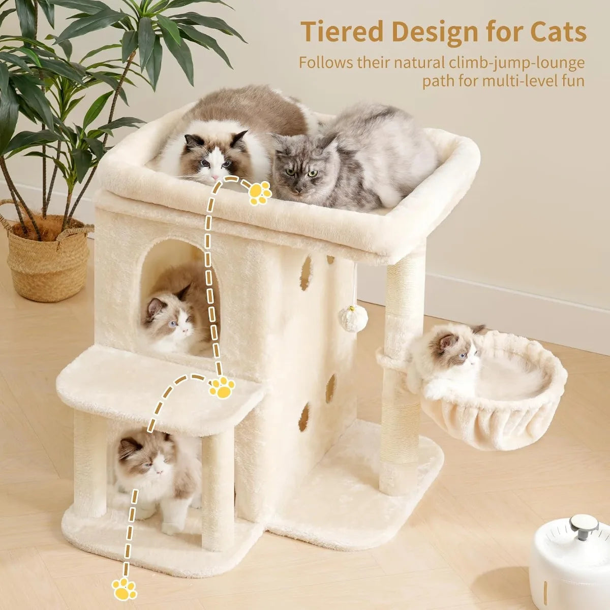 NBVCX Cat Tower With Large Perch And Dual Condos Premium