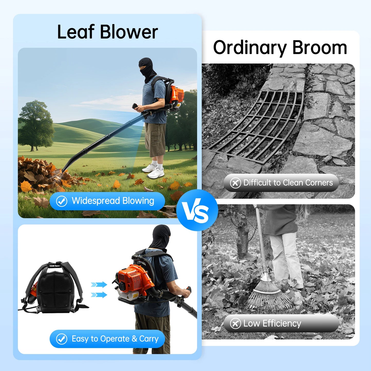 Bymaocar EB808 Two Stroke Backpack Leaf Blower 1.25kW