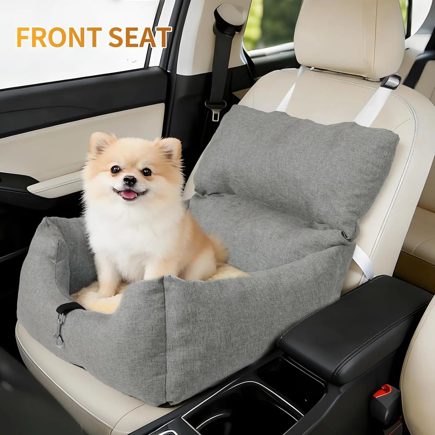 HiMISS Portable Dog Booster Car Seat Bed For Small Dogs With Tether Cushion