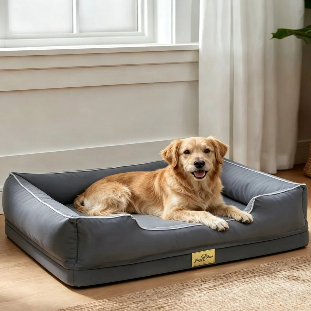 BORWART Orthopedic Dog Bed With Bolster Sides Waterproof Removable Cover