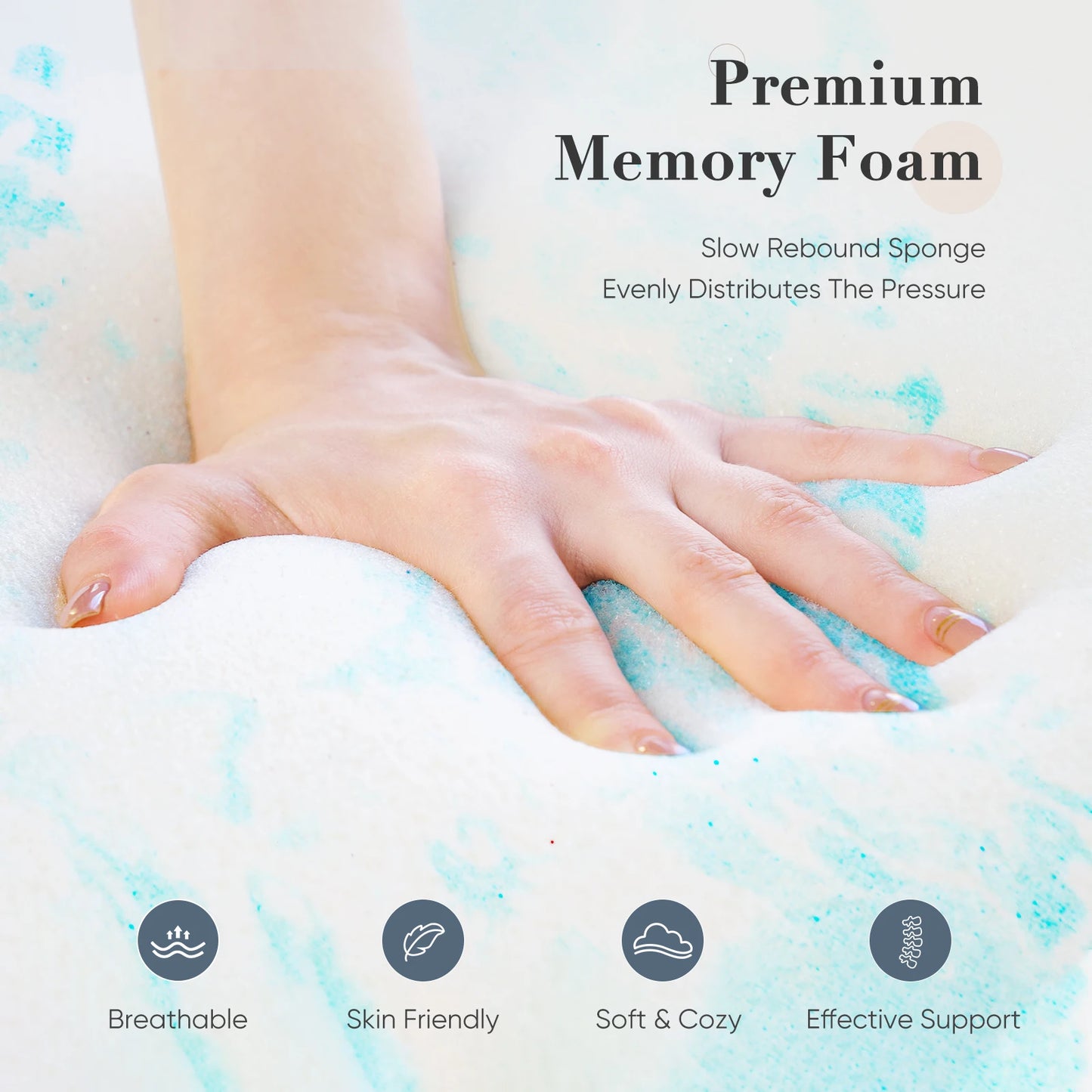 JHK Gel Memory Foam Mattress Topper Cooling For Breathable Comfort