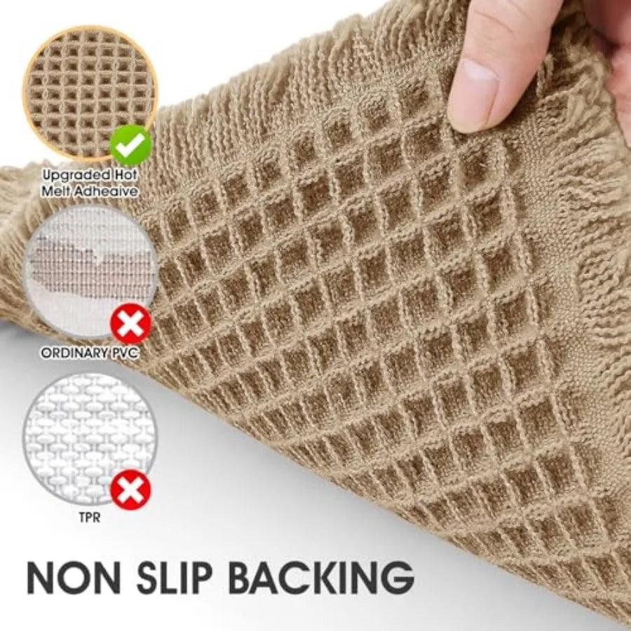 Boho Waffle Bath Mat Non Slip Absorbent Washable Tassel Rug