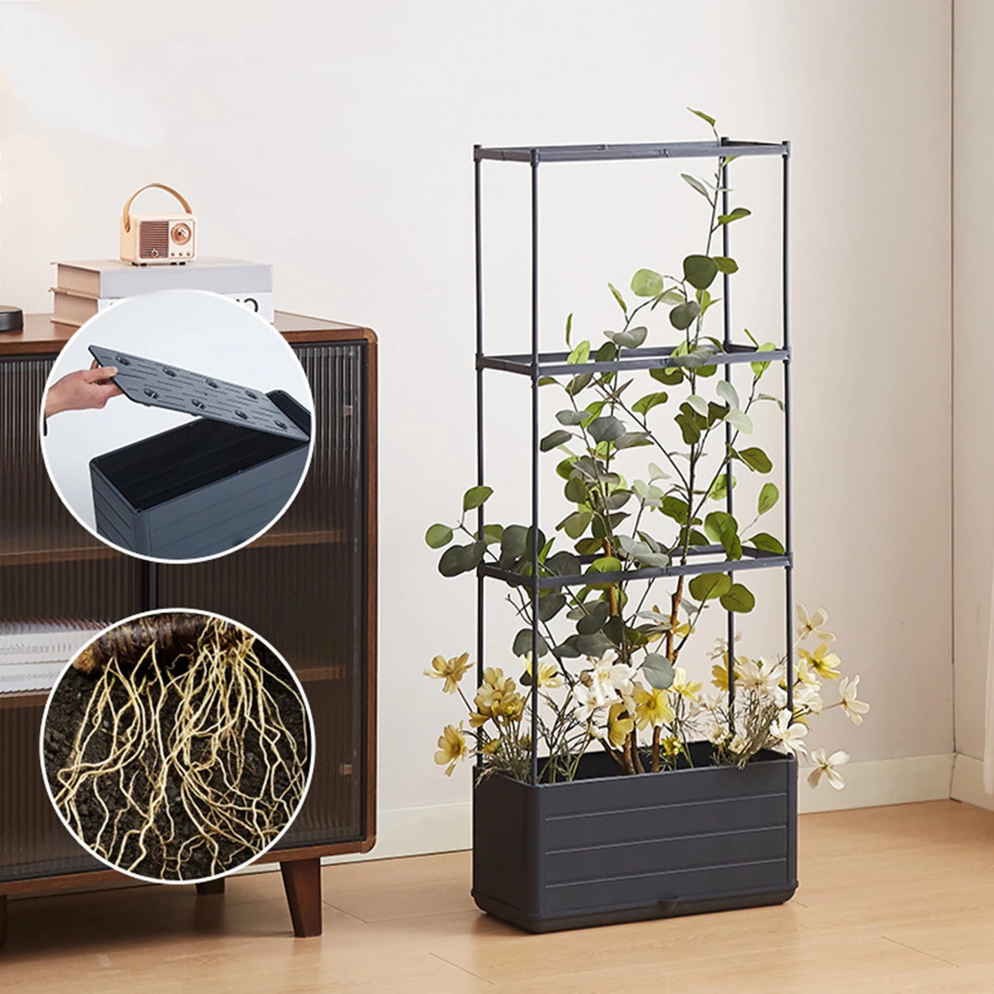Raised Garden Bed Planter With Trellis And Self Watering