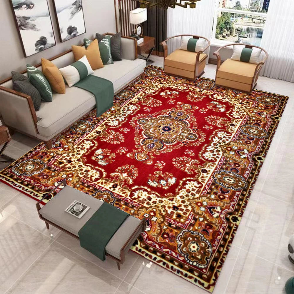 European Retro Living Room Rug Non Slip Washable Soft Mat