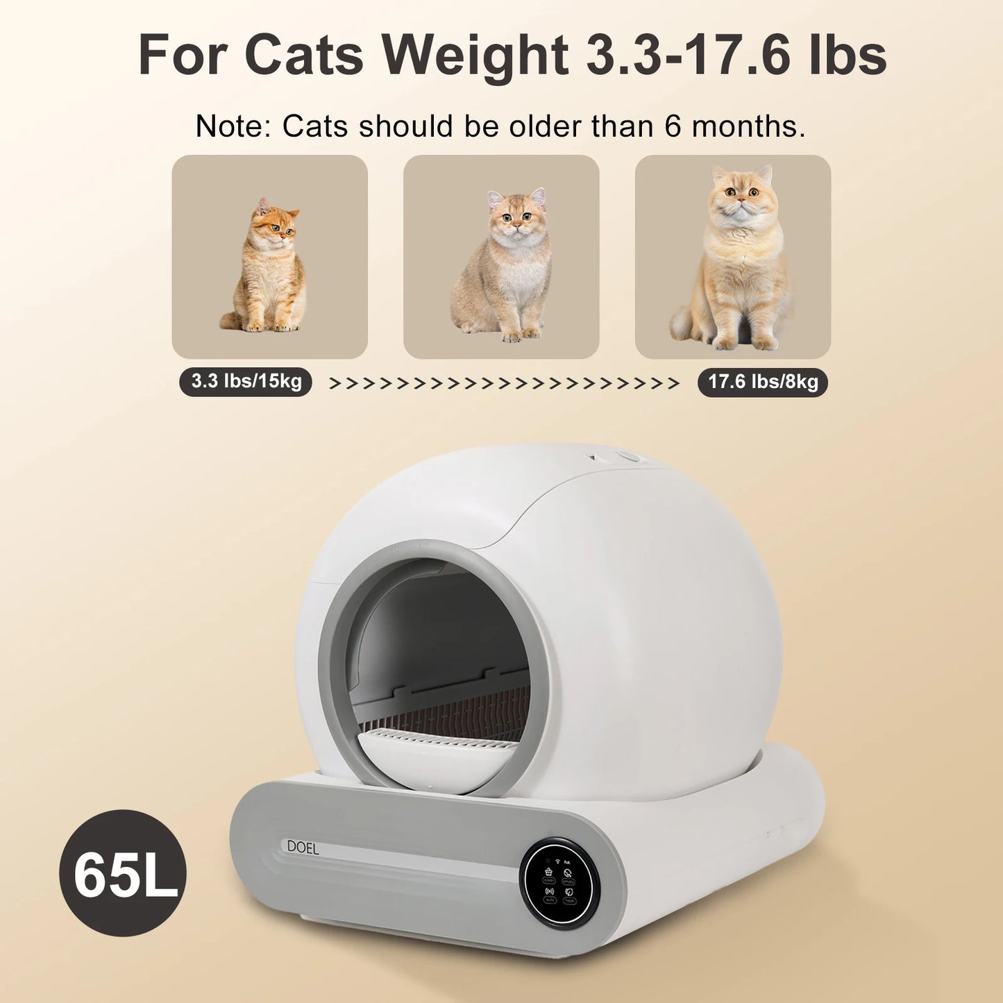 DOEL Self Cleaning Cat Litter Box With App Control WiFi
