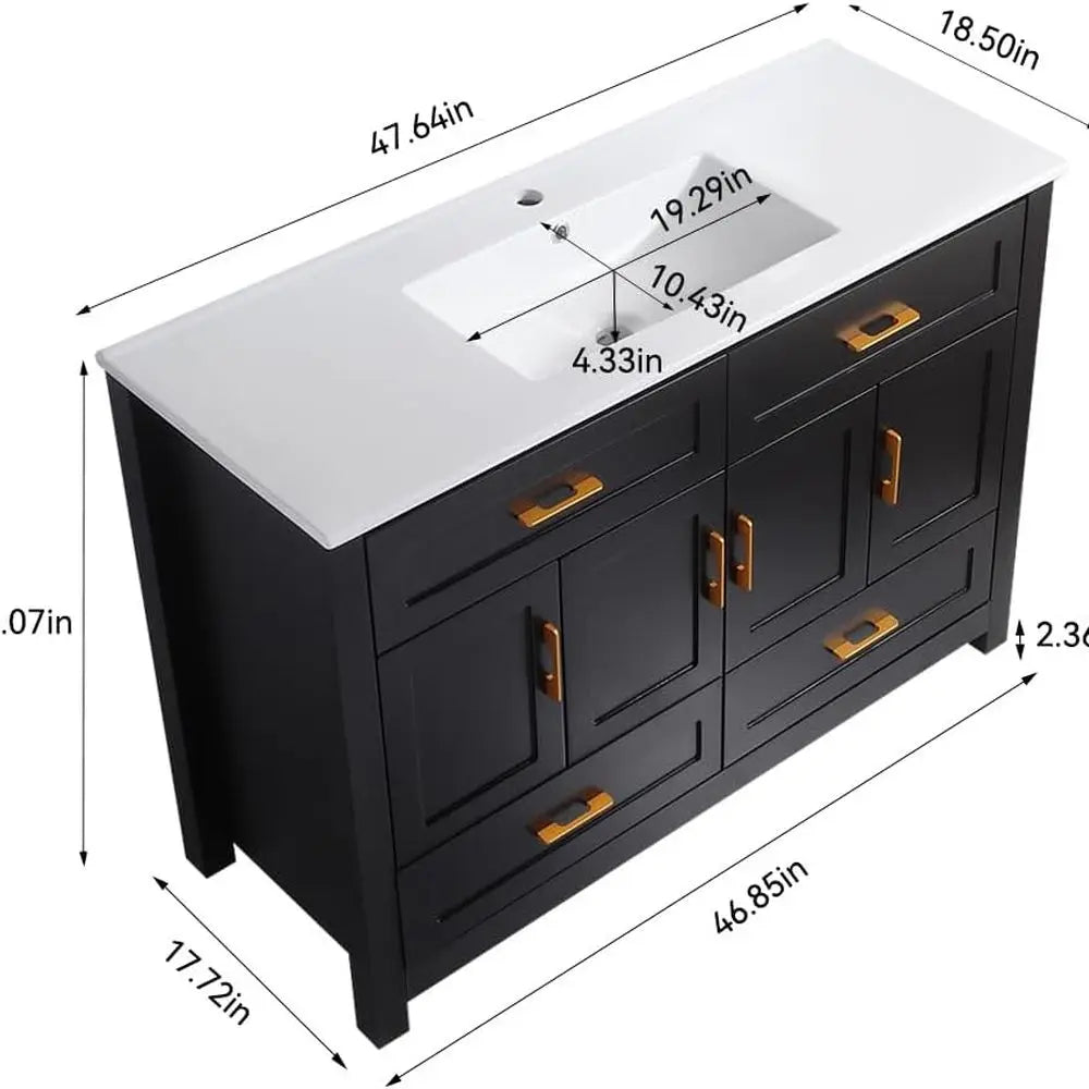 Modern Bathroom Vanity With Sink And 4 Drawers Soft-Close Doors