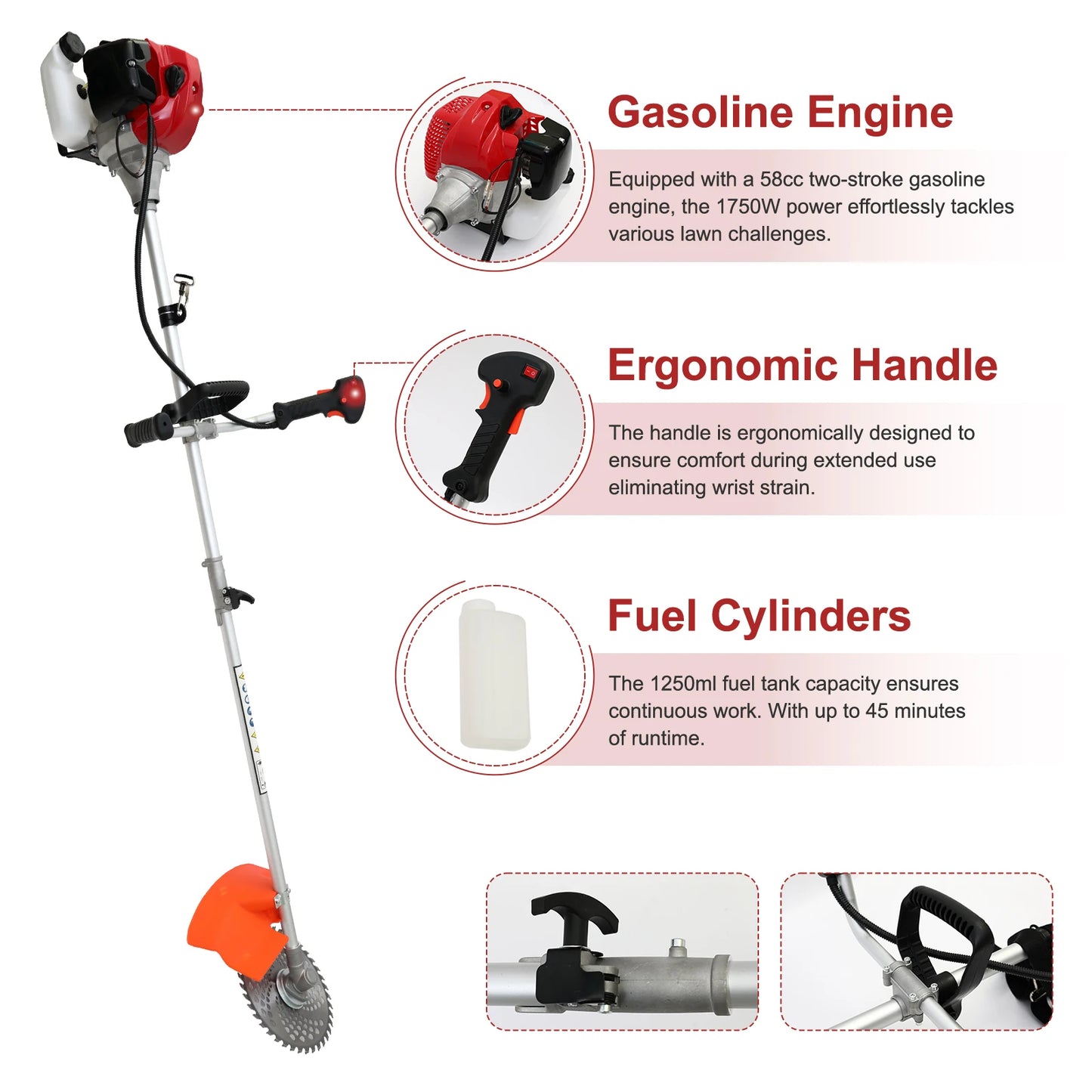 52cc 2 Stroke Gas Powered Weed Eater With Straight Shaft