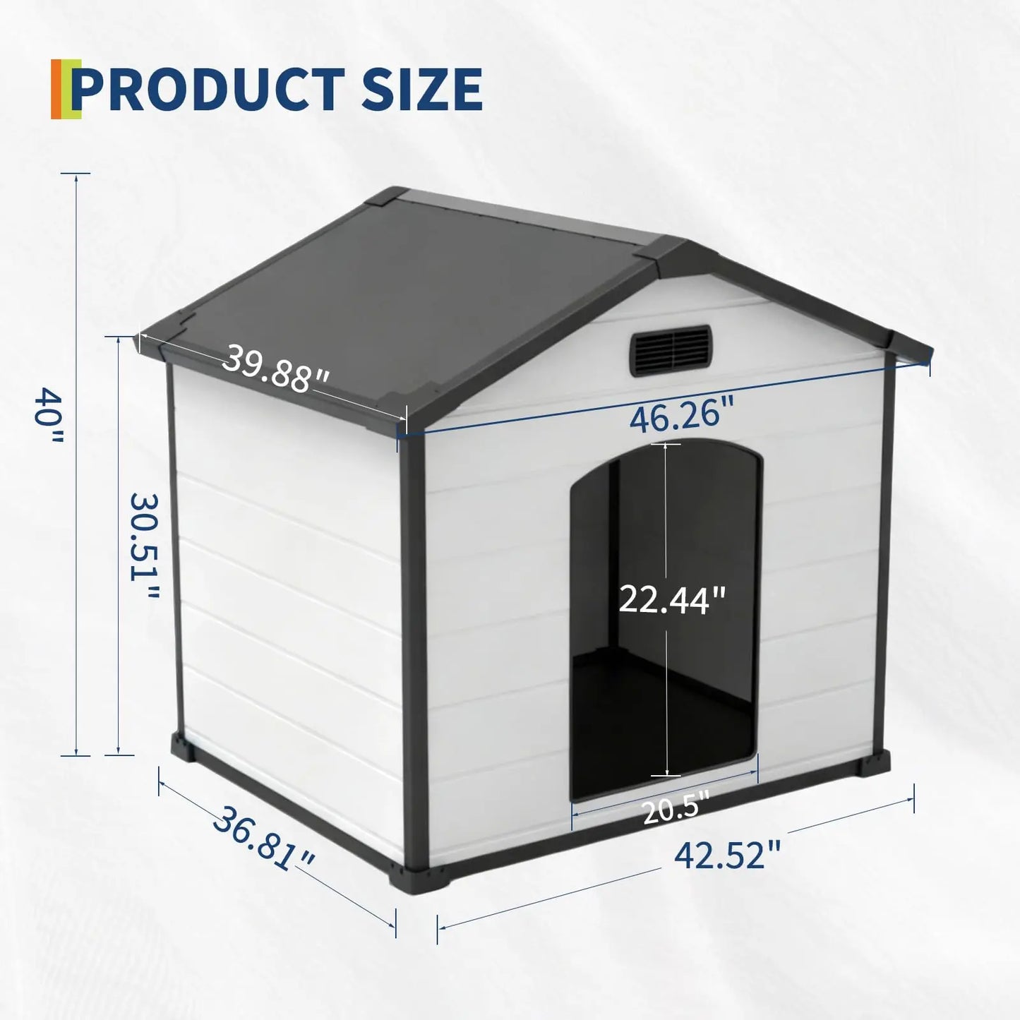 Outdoor Waterproof Insulated Dog House With Elevated Floor Removable Roof