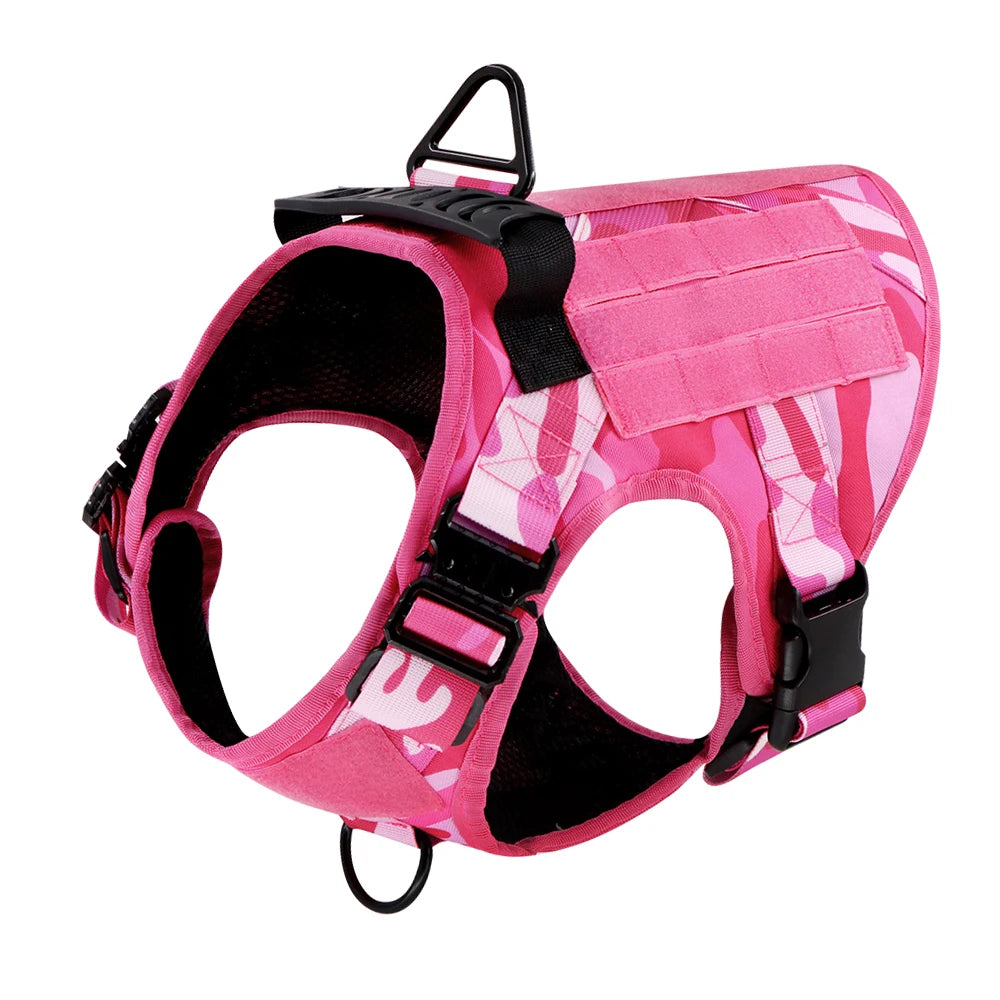 Military Pink Camouflage Dog Harness For Large And Medium Dogs