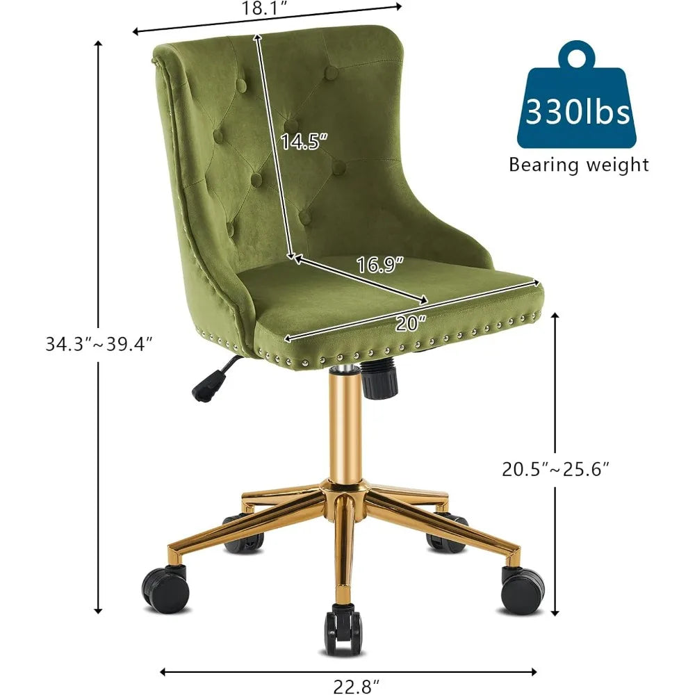 VINGLI Velvet Office Desk Chair With Adjustable Height Metal Base