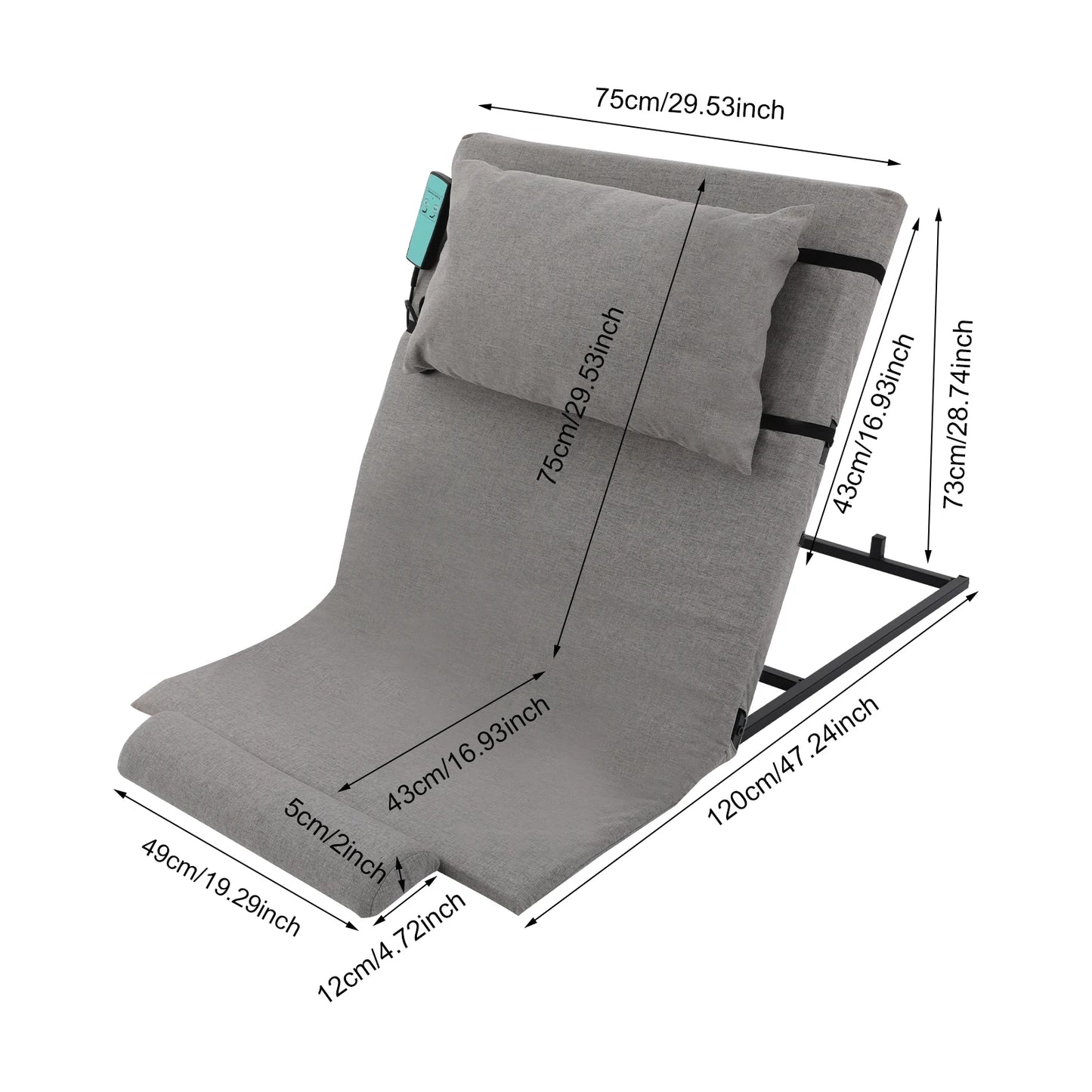 Electric Lifting Backrest With Headrest Cushion Wired Remote For Elderly