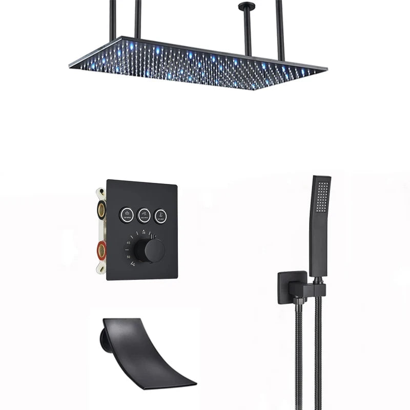 Wanmivezlo LED Brass Rainfall Shower Head Wall Mounted