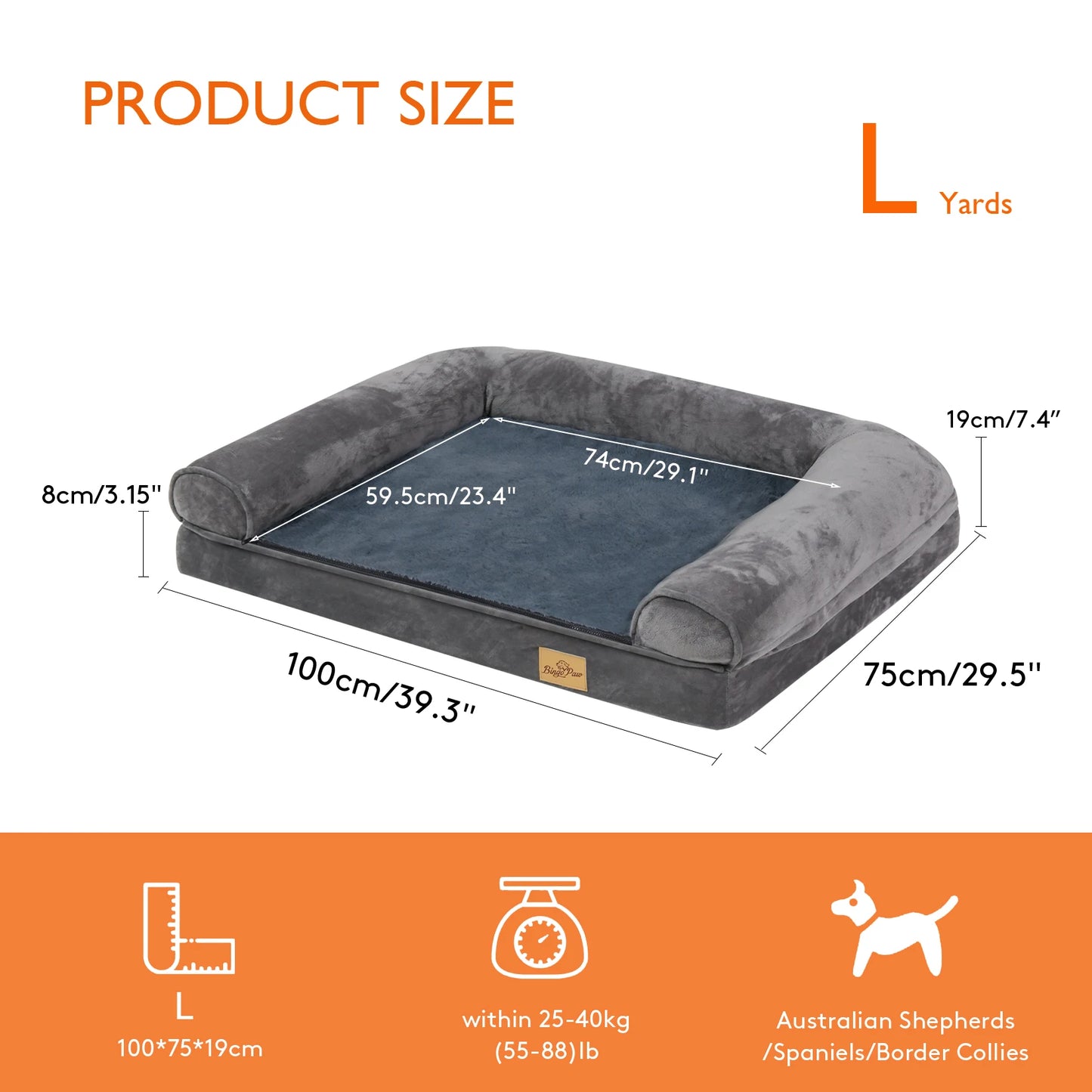 BINGOPAW Orthopedic Dog Bed With Removable Washable Cover Soft Foam