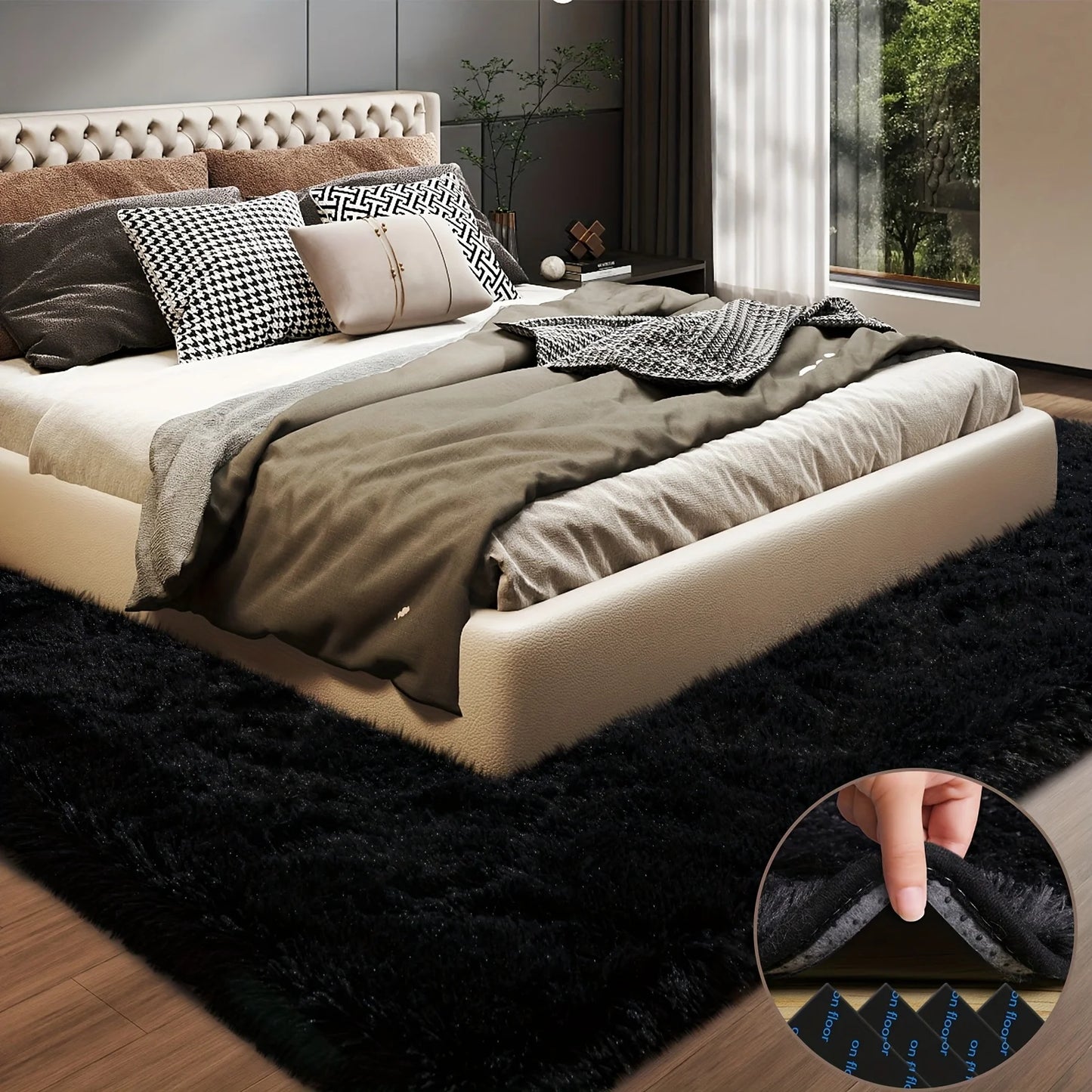 Plush Geometric Area Rug For Living Room And Bedroom Decor