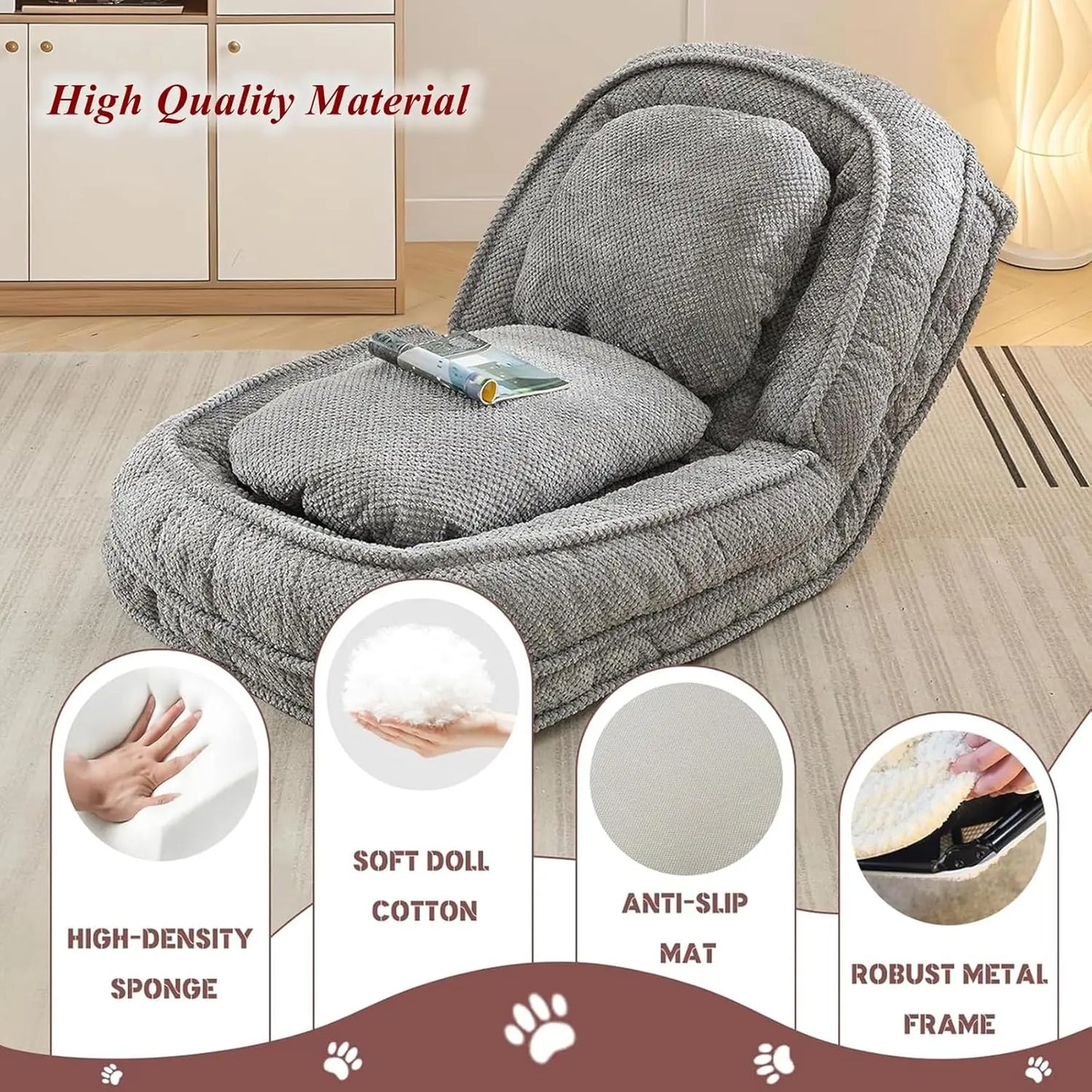 GUOHE Foldable Lazy Sofa Bed With 5 Positions Backrest