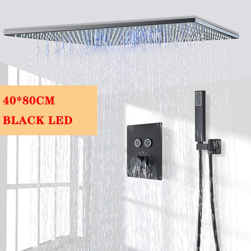 Wanmivezlo LED Brass Rainfall Shower Head Wall Mounted