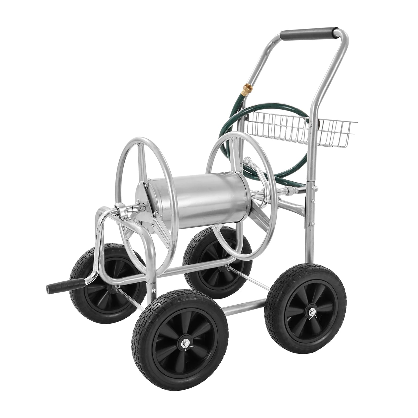 SucceBuy Steel Hose Reel Cart Heavy Duty Garden Watering Basket