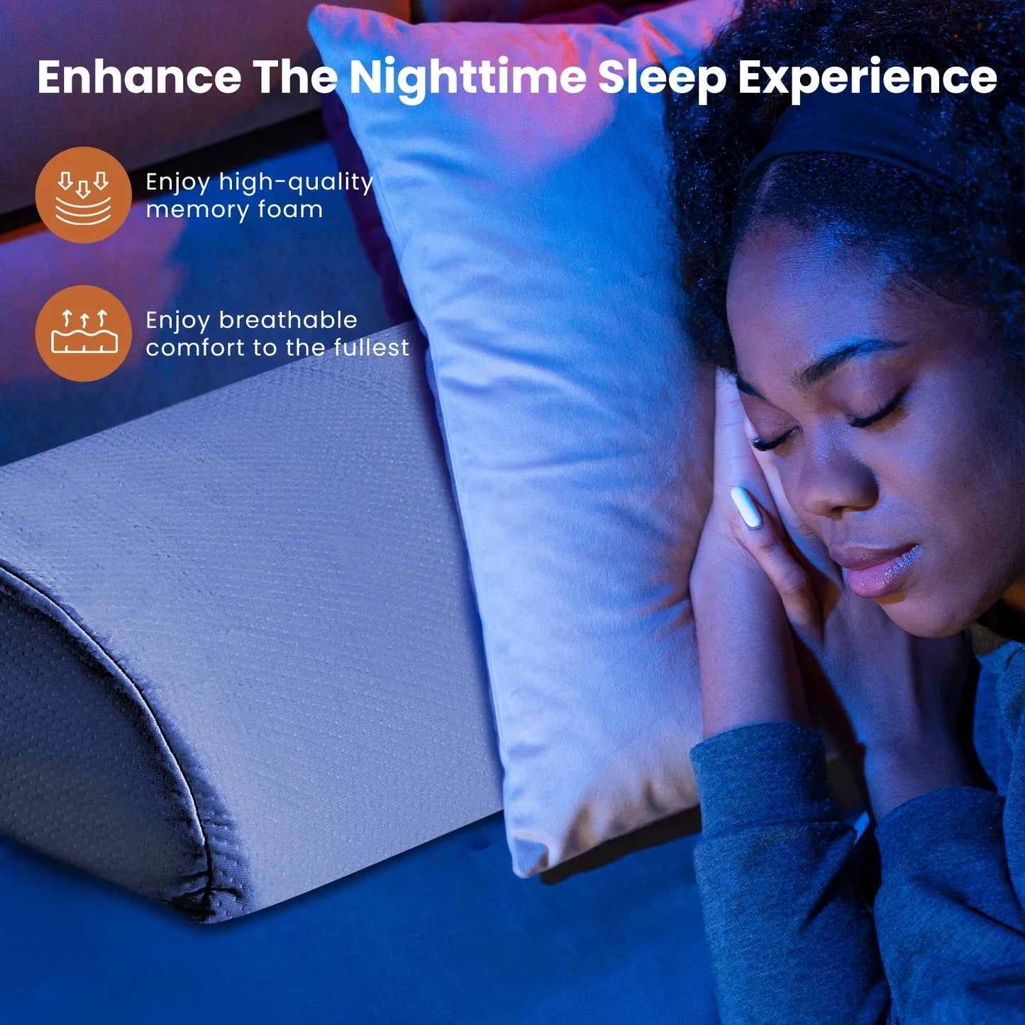 JHK Memory Foam Neck Pillow Wedge Ergonomic Bed Pillow