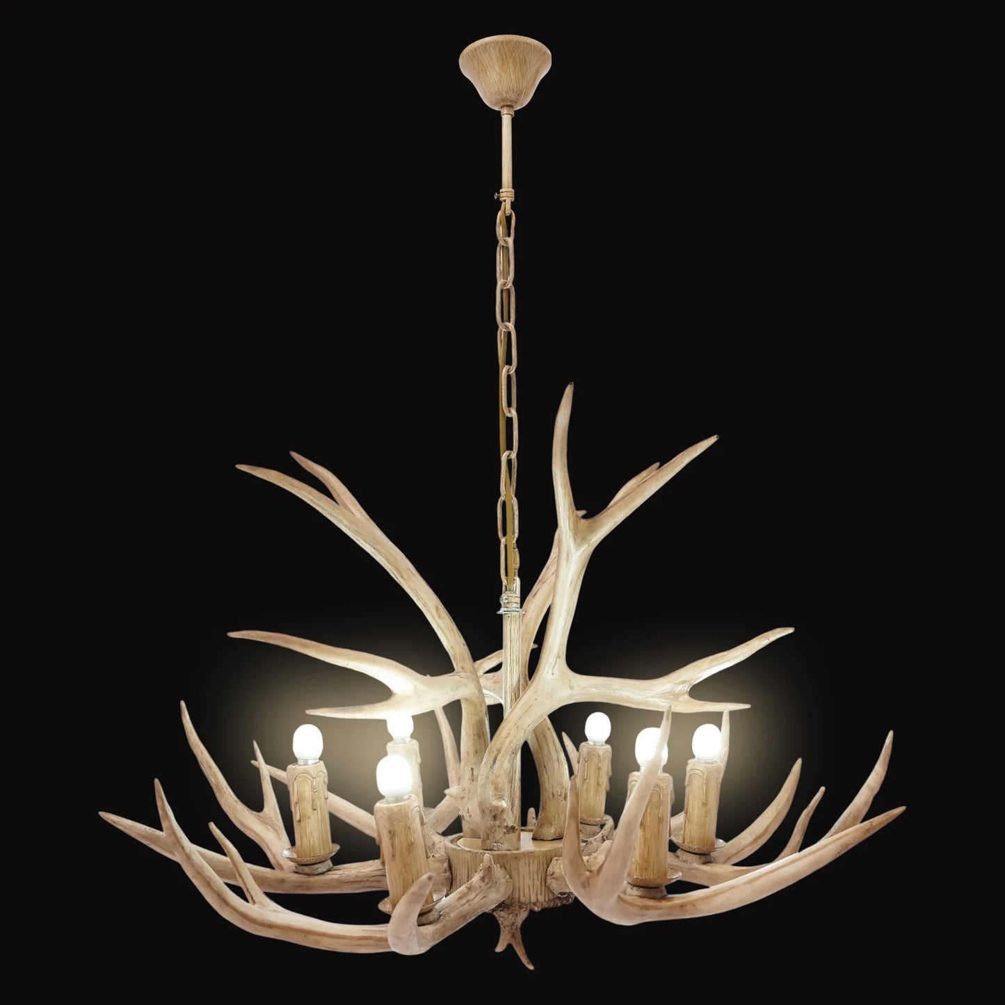 110V Resin Deer Antler Ceiling Light Six Light Chandelier Retro