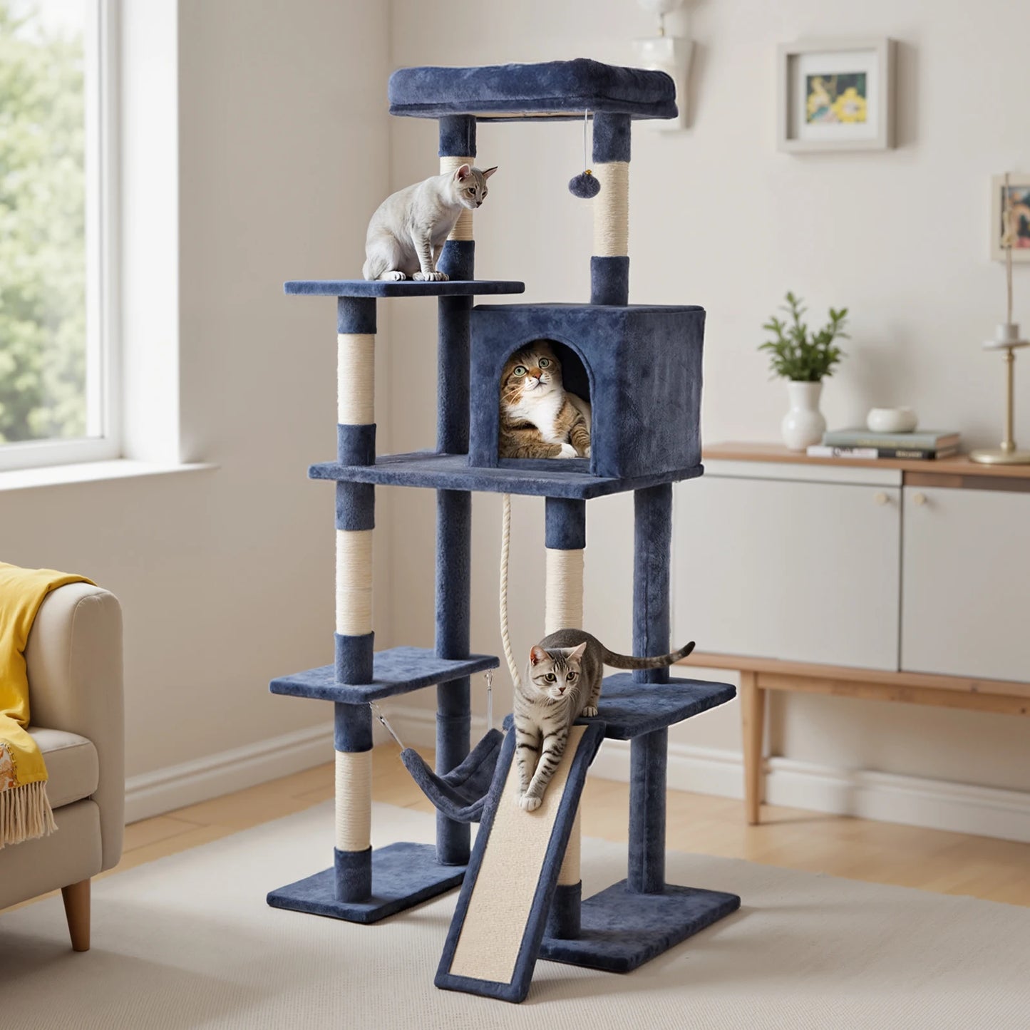 MCQ Cat Tree Tower With Sisal Scratching Posts And Condo