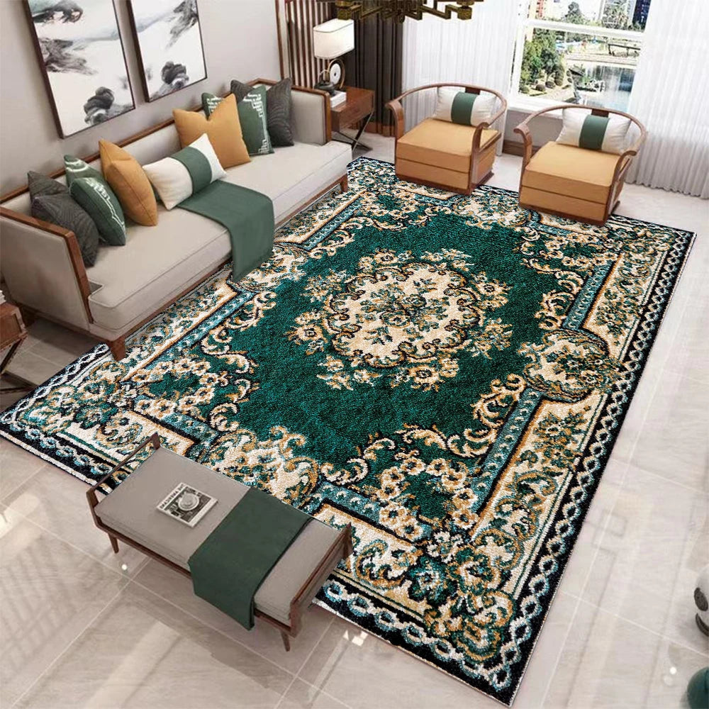 European Retro Living Room Rug Non Slip Washable Soft Mat