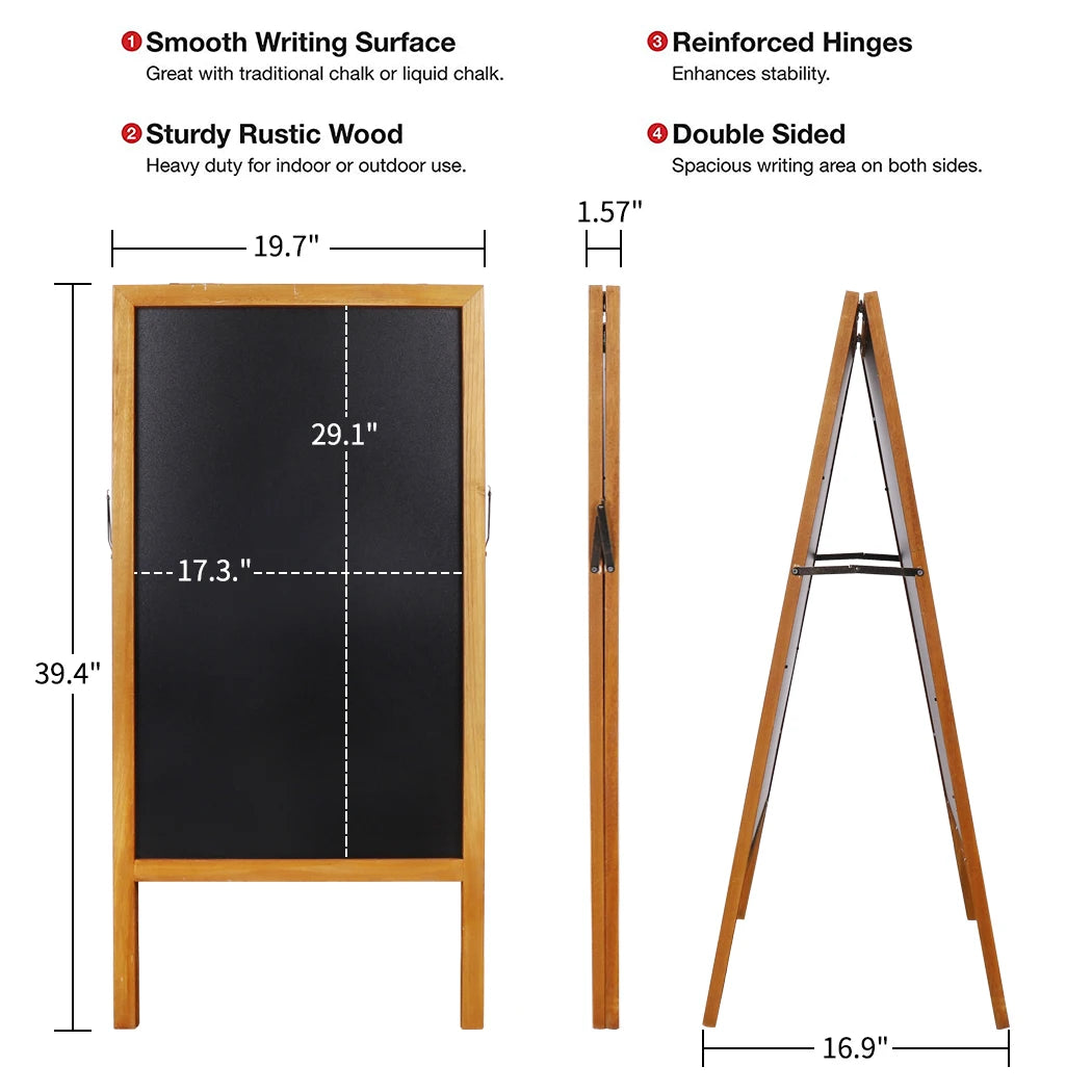 Outdoor Wooden Advertising Chalkboard Double Sided Easel