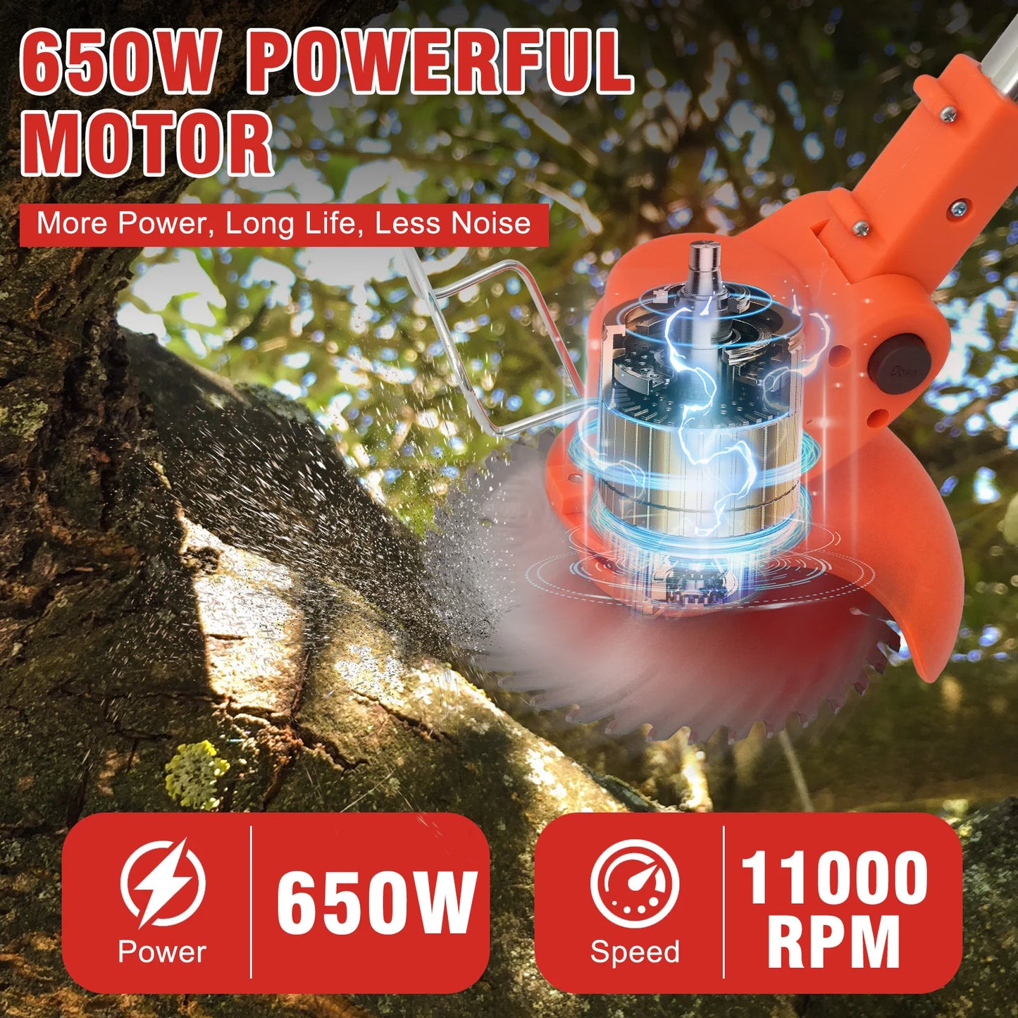 21V Cordless Lawn Mower 3-In-1 Trimmer Edger Brush Cutter Kit