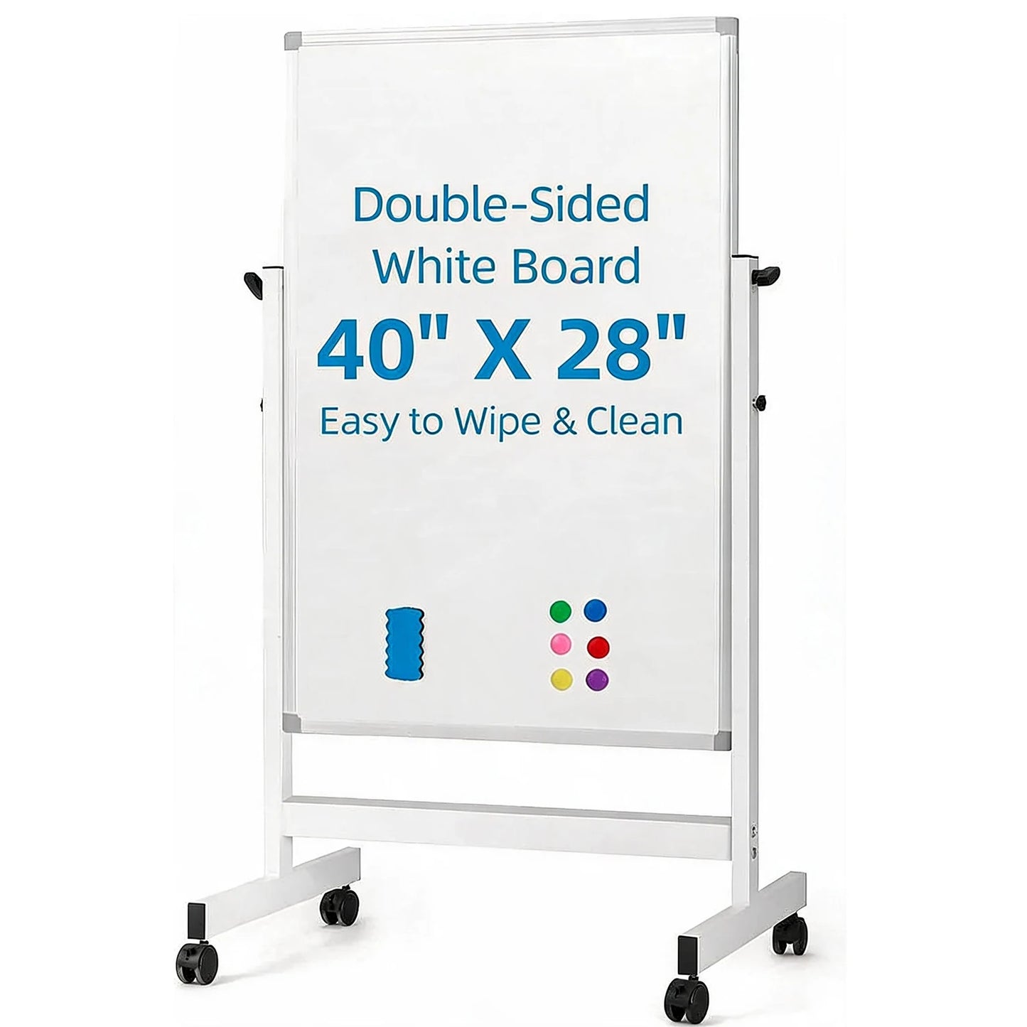 Rolling Magnetic Double Sided Dry Erase Whiteboard On Wheels