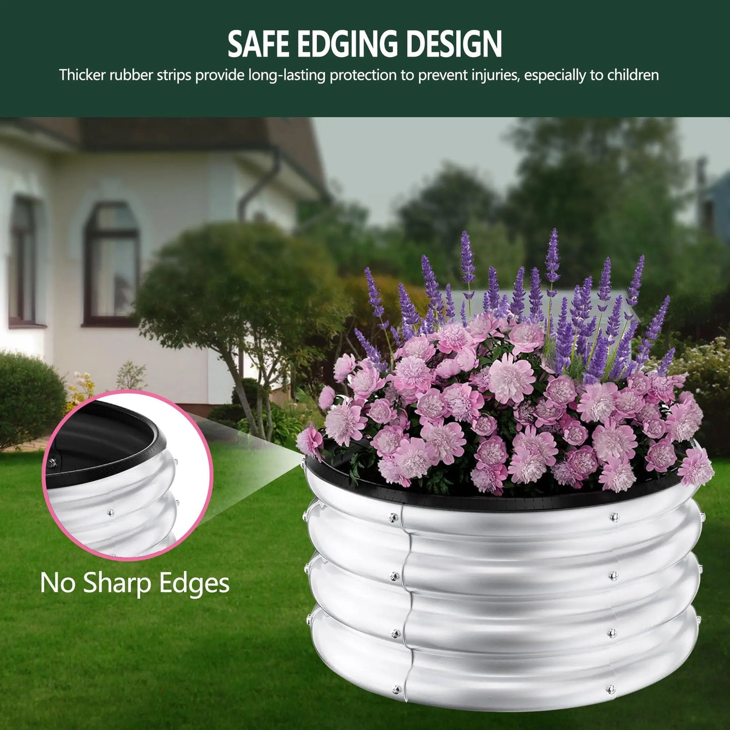 Galvanized Raised Garden Beds Round Planters Heavy Duty Open Bottom