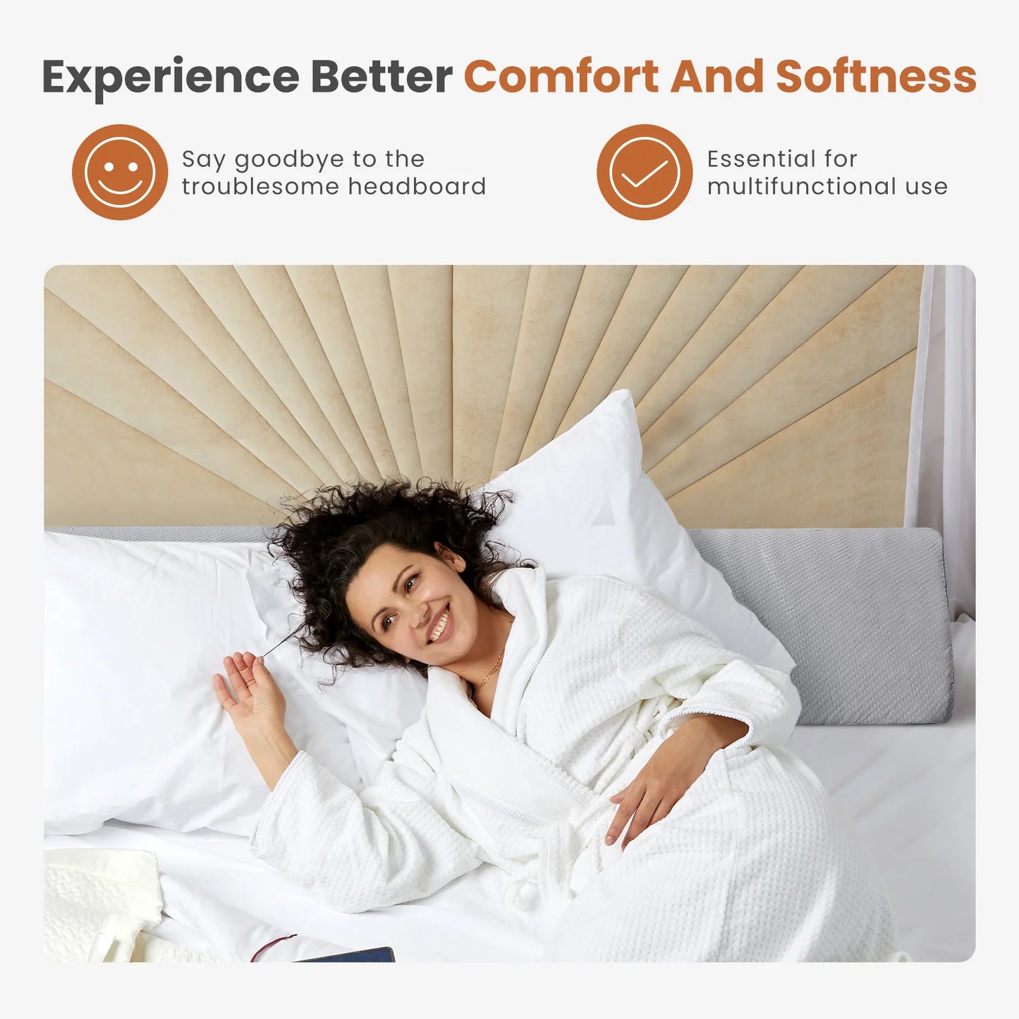 JHK Memory Foam Neck Pillow Wedge Ergonomic Bed Pillow