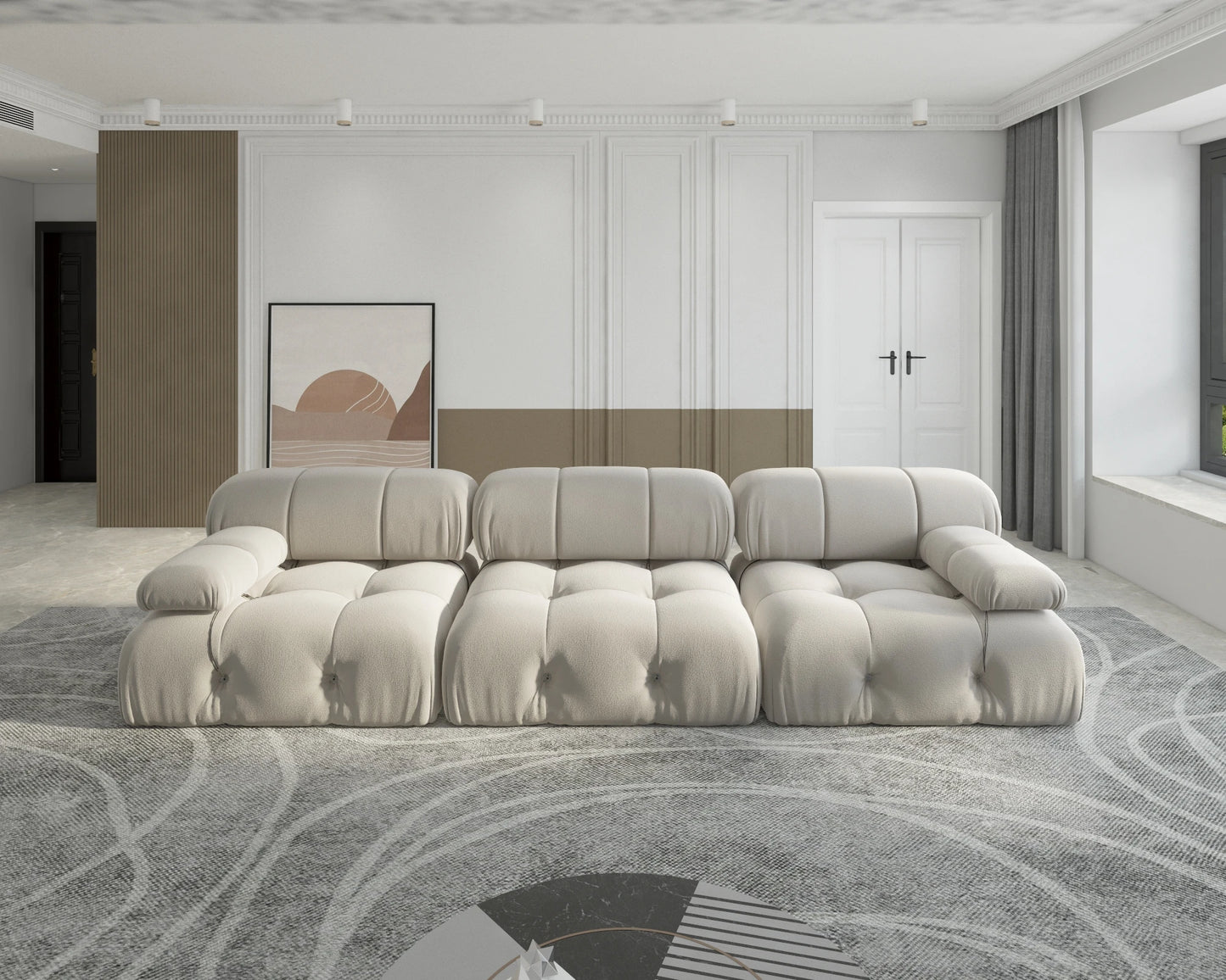 Sdorens Velvet Convertible Modular Sectional Sofa 3 Seats