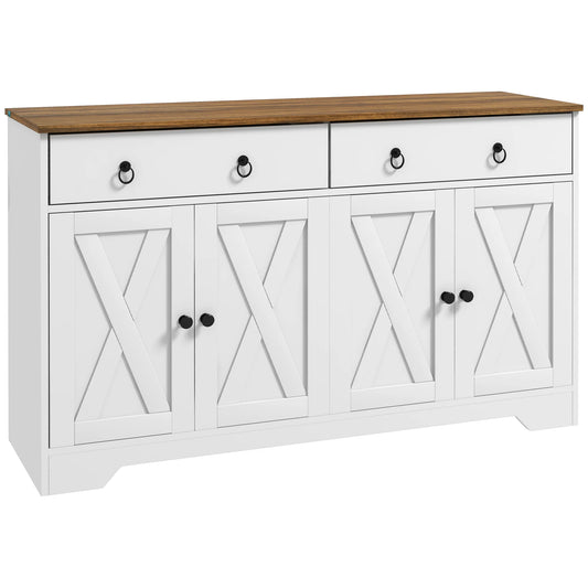 HOMCOM Kitchen Sideboard Buffet Cabinet Barn Doors Adjustable Shelf