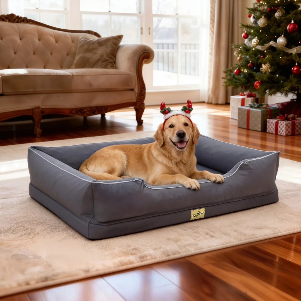 BORWART Orthopedic Dog Bed With Bolster Sides Waterproof Removable Cover