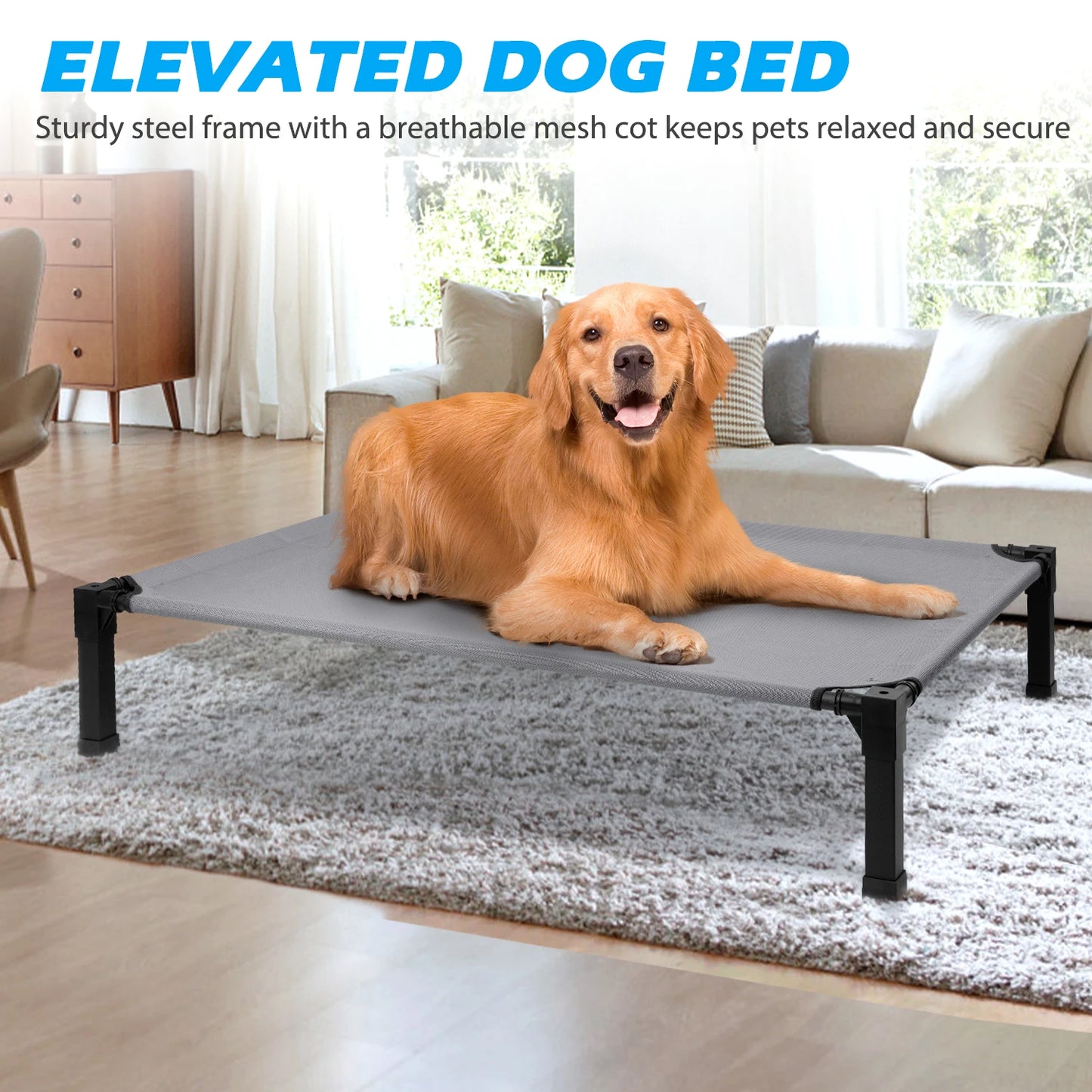 Elevated Dog Bed With Breathable Mesh And Metal Frame
