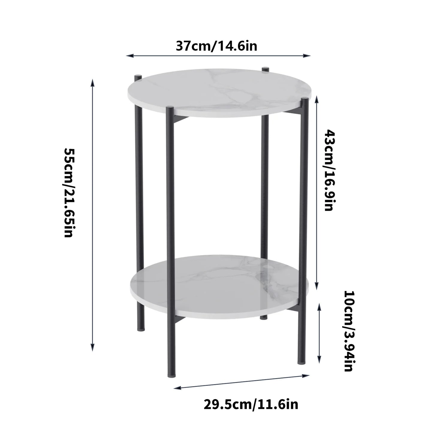 Wisfor Glossy Sintered Stone End Table With Black Metal Frame