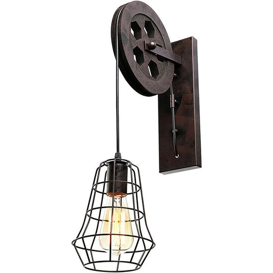 Bymaocar Industrial Wall Sconce Lift Pulley With Iron Cage