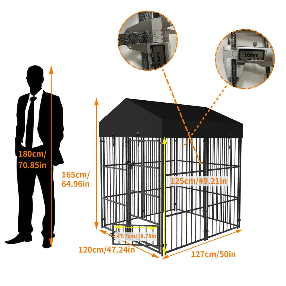 BORWART Heavy Duty Dog Kennel Welded Metal Playpen Roof Cover