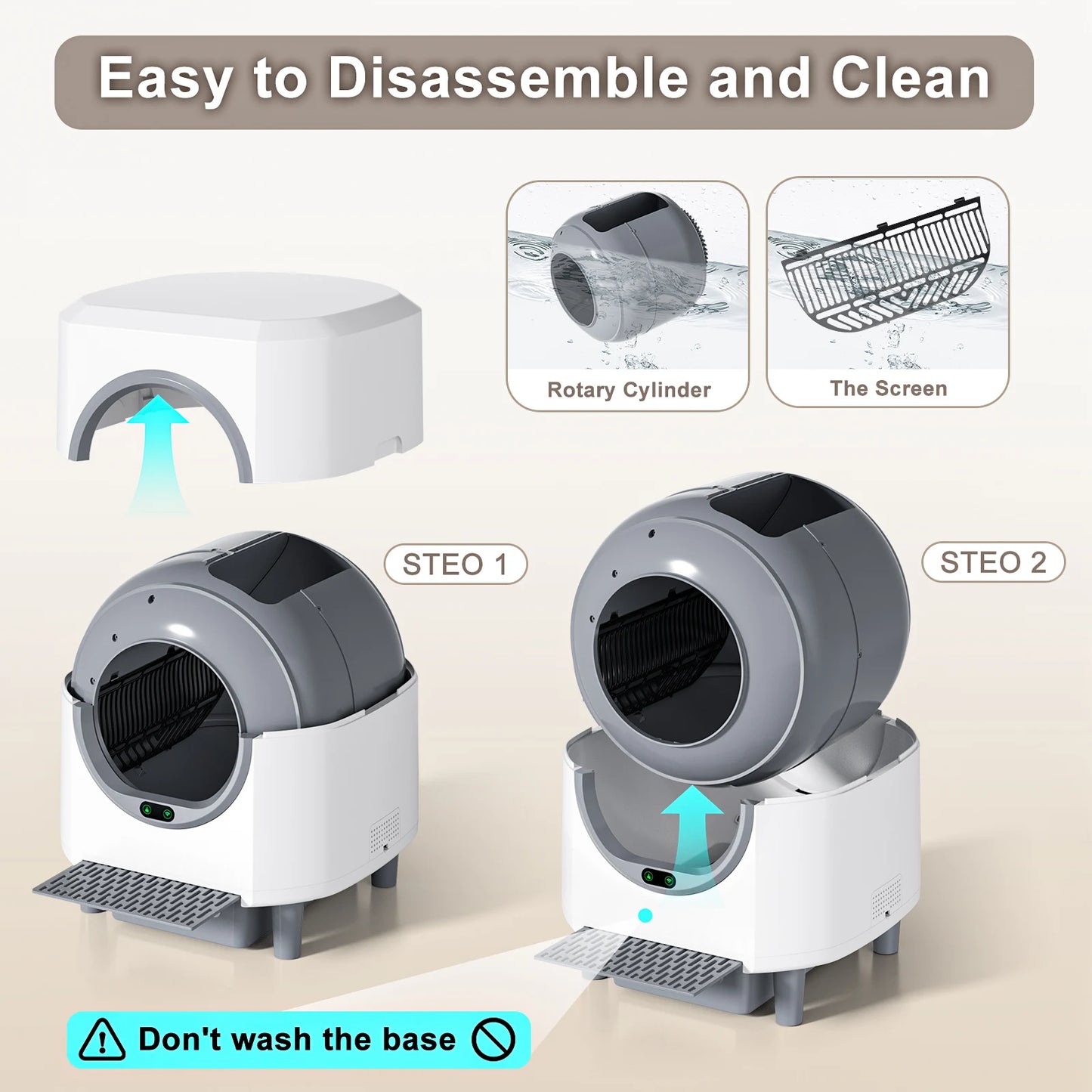 Automatic Self Cleaning Litter Box With App Control Odor Control Safety Sensor